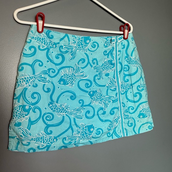 Vintage Lilly Pulitzer White Tag Koi Skort Women Sz 6 Turquoise/White Pickleball - Picture 1 of 7